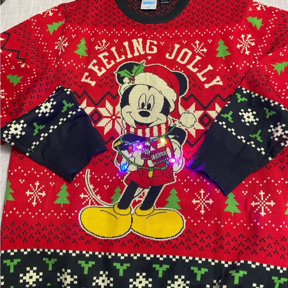 Disney Men Mickey Mouse Feeling Jolly Light Up Sweater